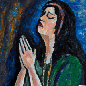 una mujer rezando